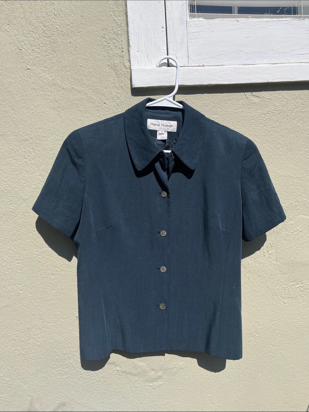 Rena Rowan Deep Navy Short Sleeve Button-Up Blouse